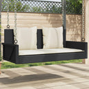 gyngebænk med hynder sort 119x56x48 cm polyrattan