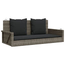 gyngebænk med hynder 119x56x48 cm polyrattan grå