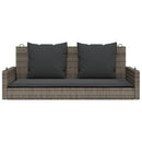 gyngebænk med hynder 119x56x48 cm polyrattan grå