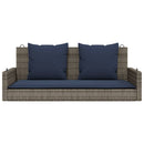 gyngebænk med hynder grå 119x56x48 cm polyrattan