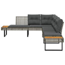 L-formet havesofa med hynder polyrattan og akacietræ grå