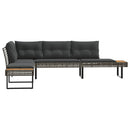 L-formet havesofa med hynder polyrattan og akacietræ grå