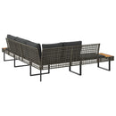 L-formet havesofa med hynder polyrattan og akacietræ grå