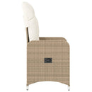havestole 2 stk. med lænefunktion og hynder polyrattan beige