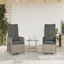 havestole 2 stk. med lænefunktion og bord polyrattan grå
