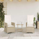 havestole 2 stk. med lænefunktion og bord polyrattan beige