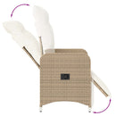 havestol med lænefunktion og hynder polyrattan beige