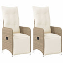 havestole 2 stk. med lænefunktion og hynder polyrattan beige