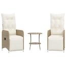 havestole 2 stk. med lænefunktion og bord polyrattan beige