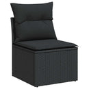 havesofa uden armlæn med hynder sort polyrattan