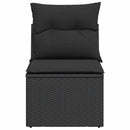 havesofa uden armlæn med hynder sort polyrattan