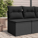 havesofa uden armlæn med hynder sort polyrattan