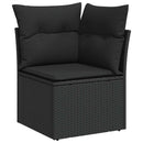 havesofahjørne med hynder sort polyrattan