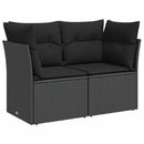 havesofa med hynder 2-personers sort polyrattan