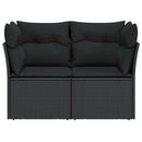 havesofa med hynder 2-personers sort polyrattan