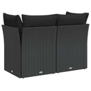 havesofa med hynder 2-personers sort polyrattan