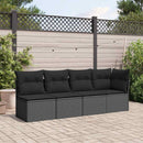 havesofa med hynder 4-personers sort polyrattan