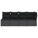 havesofa med hynder 4-personers sort polyrattan