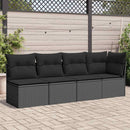 havesofa med hynder 4-personers sort polyrattan