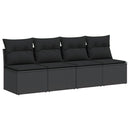 havesofa med hynder 4-personers sort polyrattan