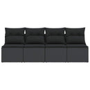 havesofa med hynder 4-personers sort polyrattan