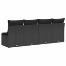 havesofa med hynder 4-personers sort polyrattan
