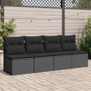 havesofa med hynder 4-personers sort polyrattan