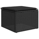 haveskammel med hynde sort 55x55x37 cm polyrattan