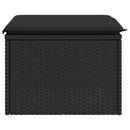 haveskammel med hynde 55x55x37 cm polyrattan sort