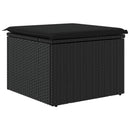 haveskammel med hynde 55x55x37 cm polyrattan sort