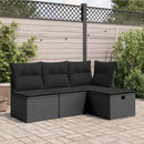 haveskammel med hynde 55x55x37 cm polyrattan sort