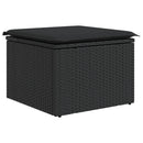 haveskammel med hynde sort 55x55x37 cm polyrattan