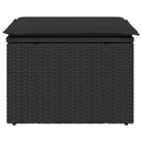 haveskammel med hynde sort 55x55x37 cm polyrattan