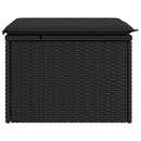haveskammel med hynde sort 55x55x37 cm polyrattan