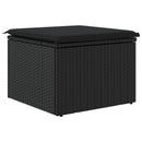 haveskammel med hynde sort 55x55x37 cm polyrattan