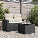 havebord med glasplade sort 55x55x37 cm polyrattan
