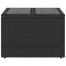 havebord med glasplade sort 55x55x37 cm polyrattan