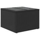 havebord med glasplade sort 55x55x37 cm polyrattan