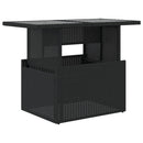 havebord med glastop 100x55x73 cm polyrattan sort