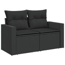 havesofa med hynder 2-personers sort polyrattan