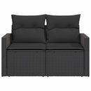 havesofa med hynder 2-personers sort polyrattan
