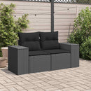 havesofa med hynder 2-personers sort polyrattan