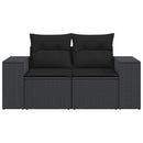 havesofa med hynder 2-personers sort polyrattan