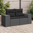 havesofa med hynder 2-personers sort polyrattan