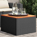 havebord sort 55x55x37 cm polyrattan og akacietræ