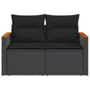 havesofa med hynder 2-personers sort polyrattan