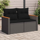 havesofa med hynder 2-personers sort polyrattan