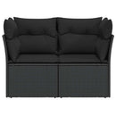 havesofa med hynder 2-personers sort polyrattan