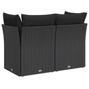 havesofa med hynder 2-personers sort polyrattan