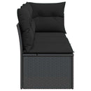 havesofa med hynder 3-personers sort polyrattan